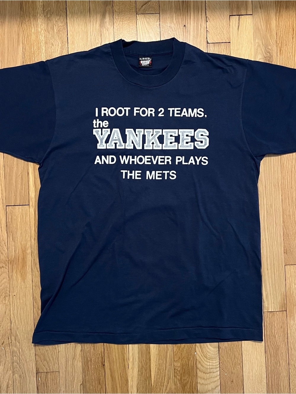I Root For 2 Teams The Yankees & Whoever Plays The Mets Vintage T Shirt XL Navy